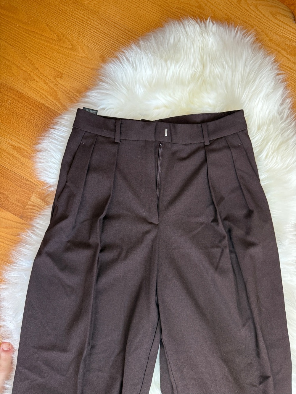 Mango Dark Brown High-Waist Wide-Leg Trousers